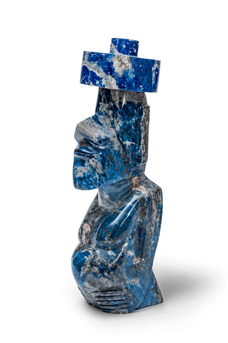 Lapis Lazuli Moai Giant #1 | Handcrafted Stone Sculpture - Image 3