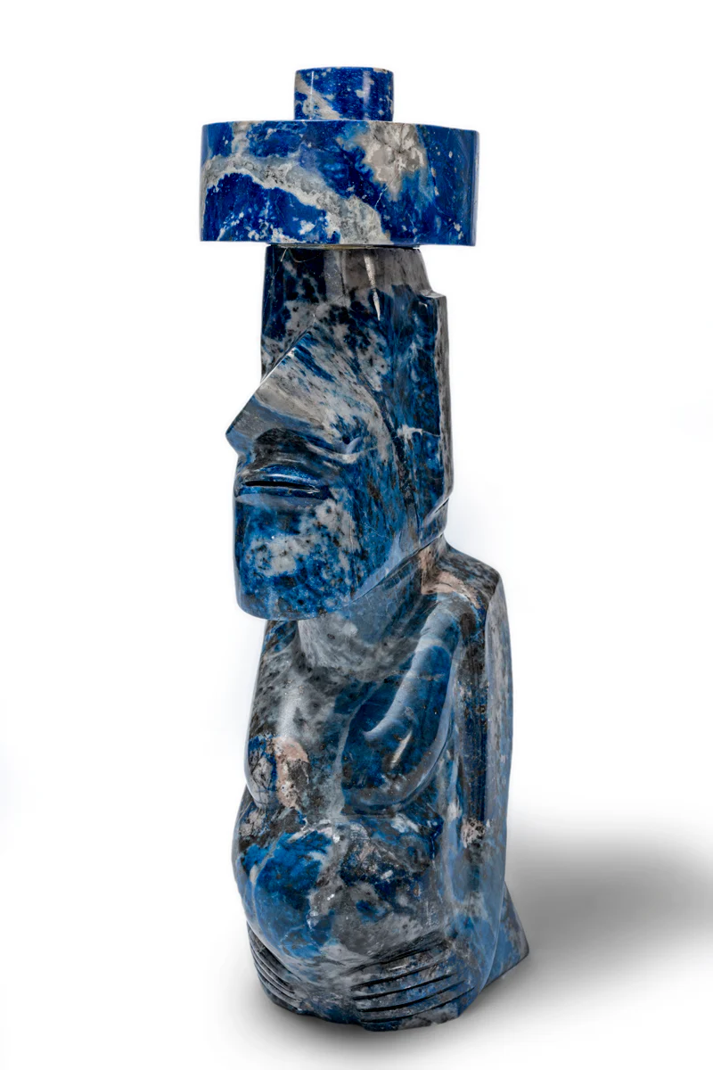 Lapis Lazuli Moai Giant #1 | Handcrafted Stone Sculpture - Image 4