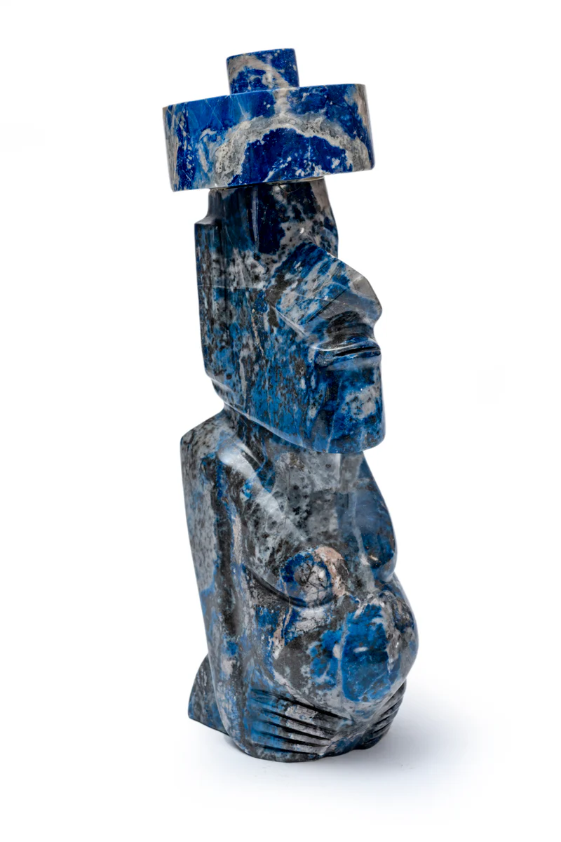 Lapis Lazuli Moai Giant #1 | Handcrafted Stone Sculpture - Image 5