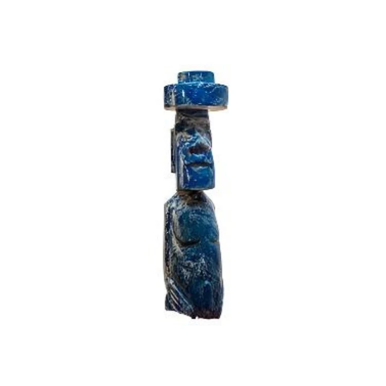 Lapis Lazuli Moai Giant #4 | Artisan Decor Sculpture - Image 2