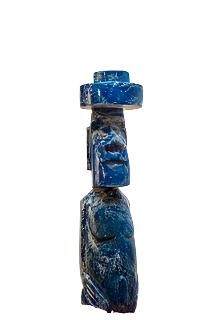 Lapis Lazuli Moai Giant #4 | Artisan Decor Sculpture - Image 3