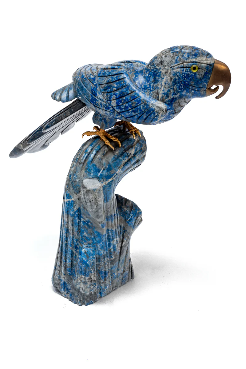 Lapis Lazuli Parrot Statue Blue Stand - Image 5
