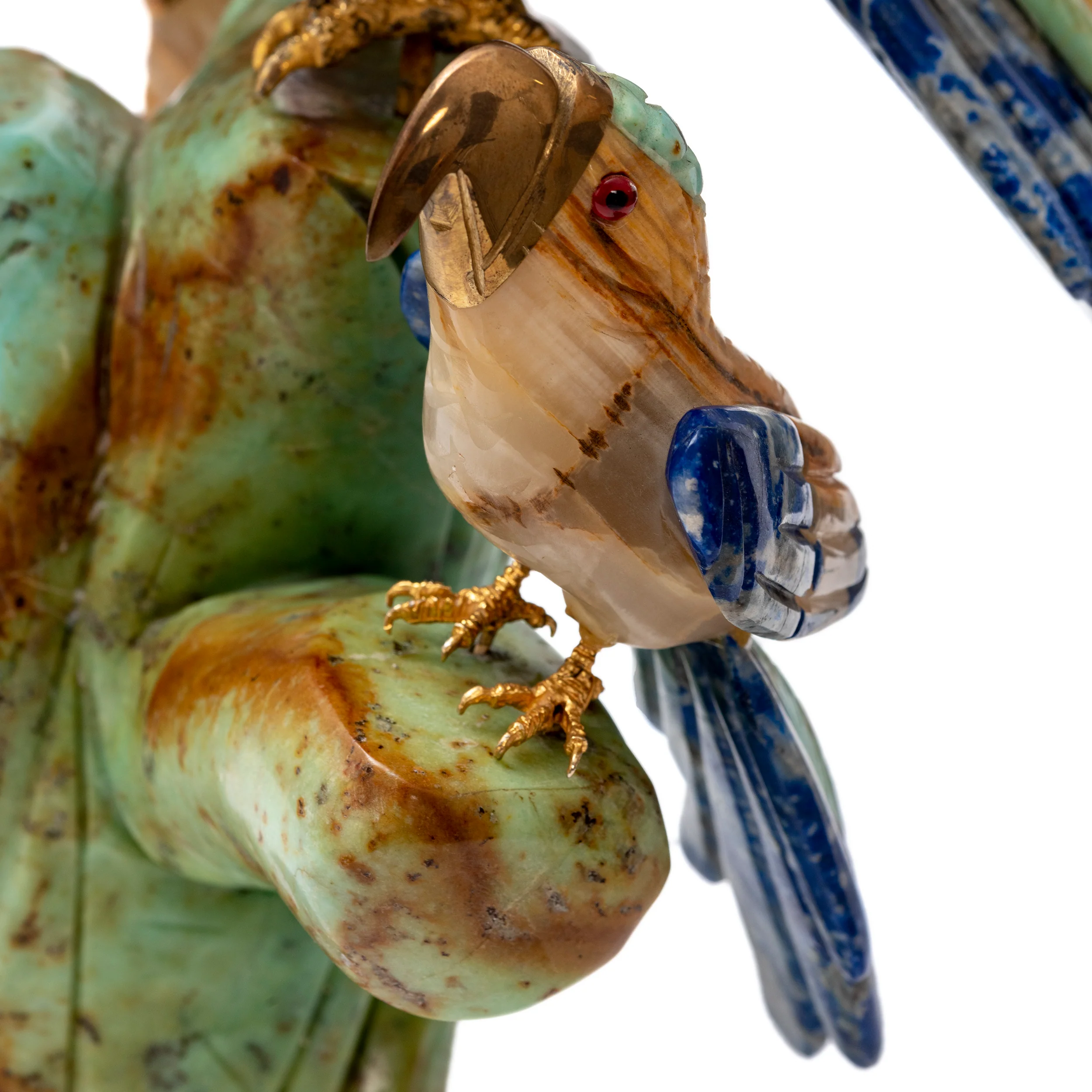 Lapis Lazuli Parrot Statue Trio - Image 3