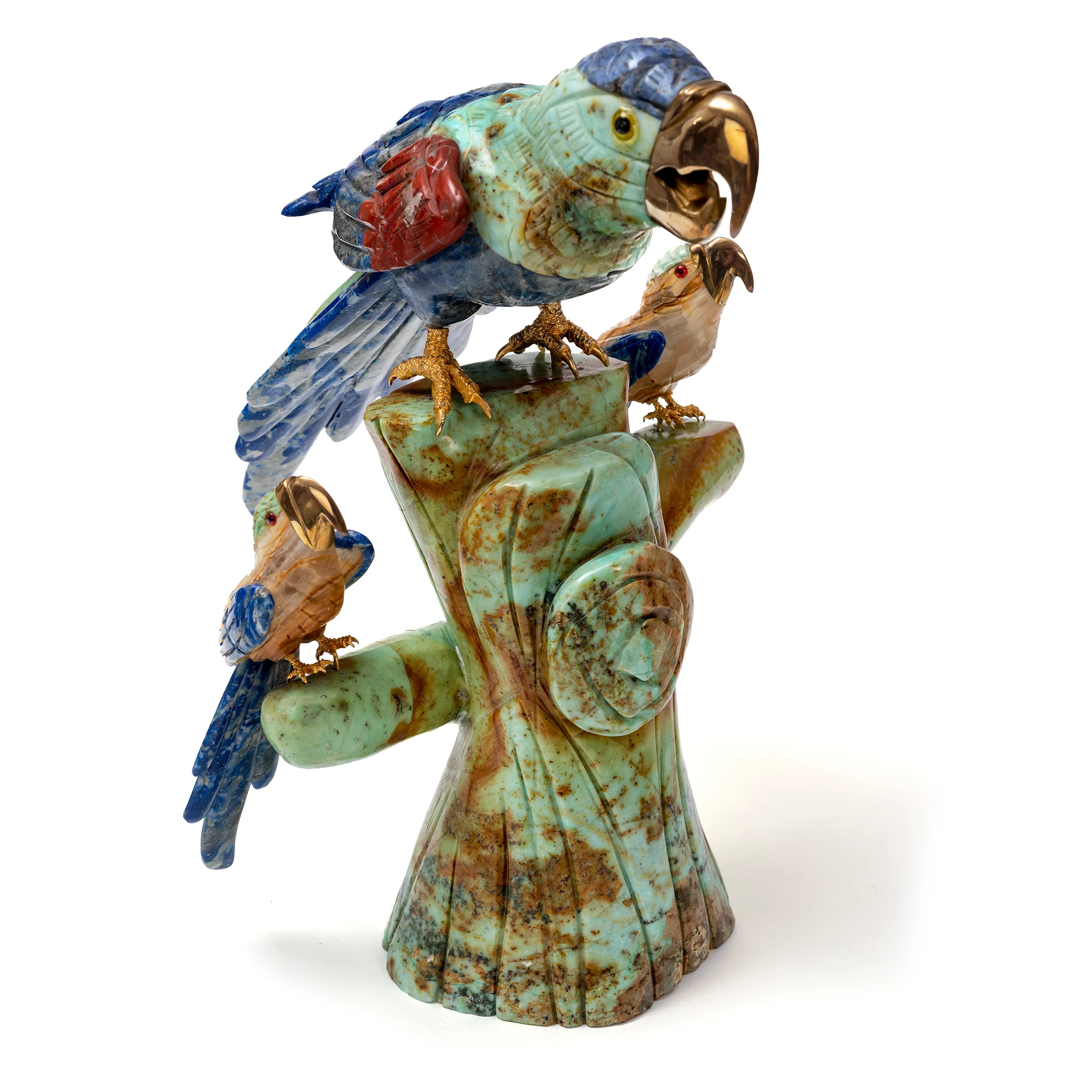 Lapis Lazuli Parrot Statue Trio - Image 4