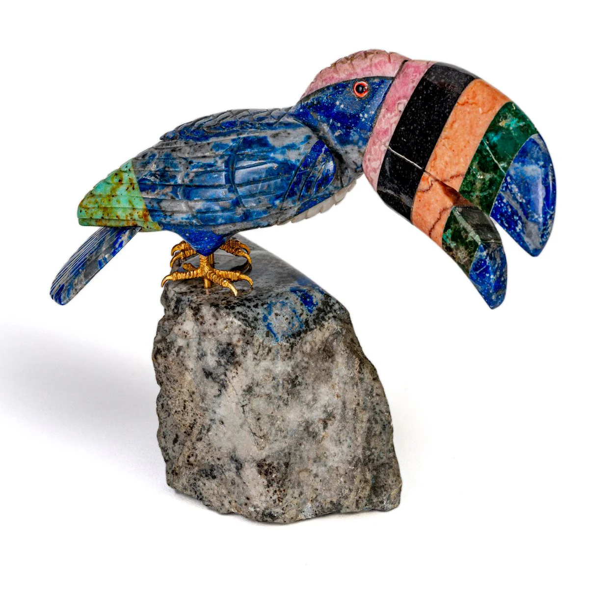 Lapis Lazuli Toucan Statue | Handcrafted Stone Decor - Image 2